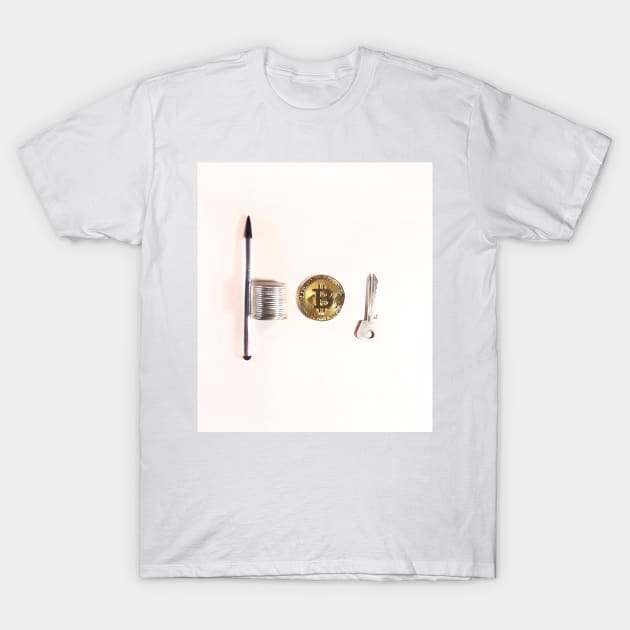 Bitcoin coin and blockchain. Concept of mining business, wealth, miner, cryptocurrency, success T-Shirt by grafinya